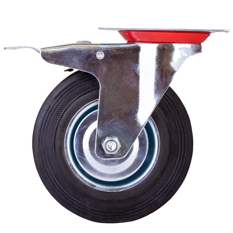 Колесо поворотное с тормозом с площадкой 125 мм максимальная нагрузка 100 кг цвет чёрный