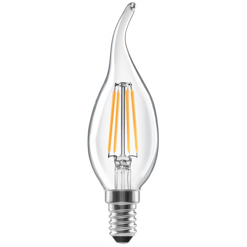 Лампа светодиодная Lexman E14 220-240 В 6 Вт свеча на ветру прозрачная 800 лм нейтральный белый свет