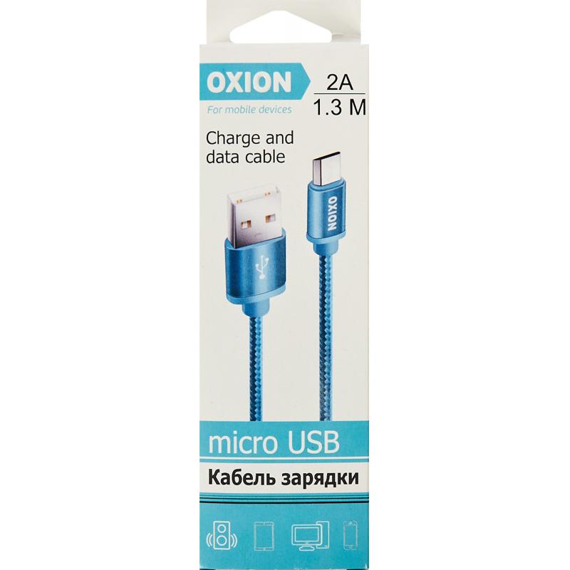 Кабель Oxion USB-micro USB 1.3 м 2 Aтүсі көк
