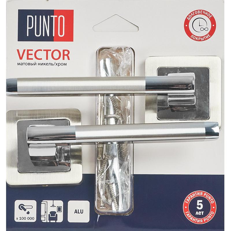 Дверные ручки Punto Vector, без запирания, цвет матовый никель/хром