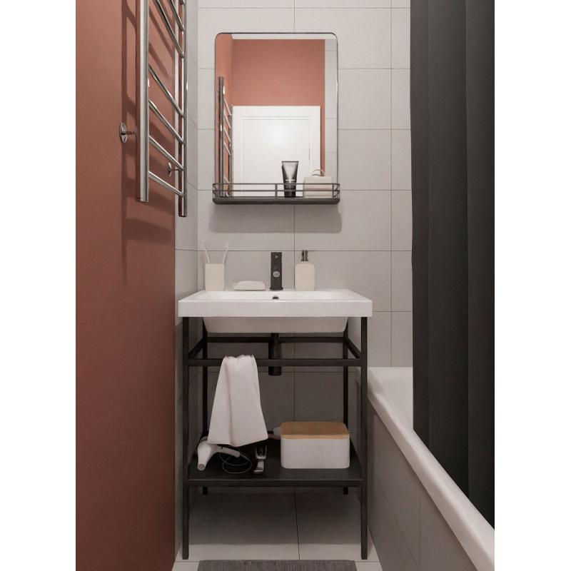 Зеркало для ванной  Март Ferro с полкой-бортиком 50x69.2 см цвет чёрный