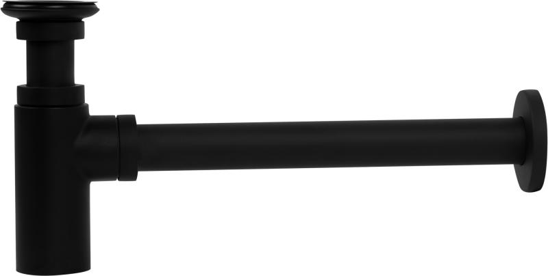 Сифон для раковины с выпуском латунь цвет матовый чёрный