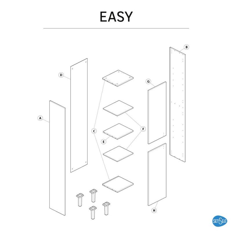 Пенал для ванной Sensea Easy напольный 186x35 см цвет белый