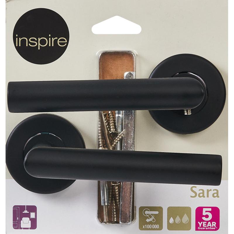 Дверные ручки Inspire Sara алюминий без запирания цвет черный матовый