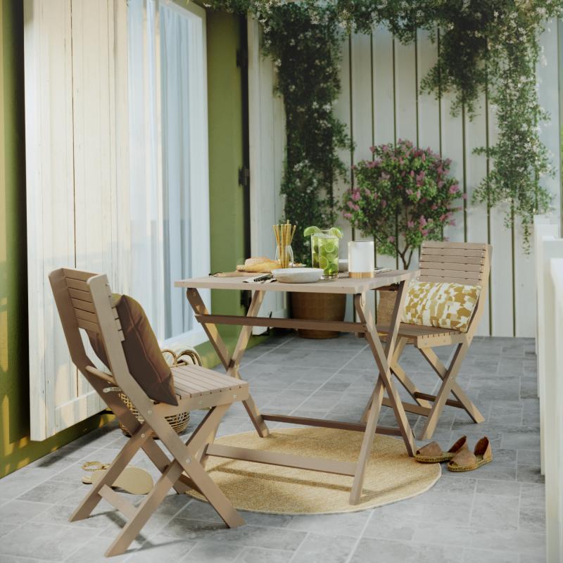 Стол садовый квадратный Naterial Solis Origami складной 70x70x72 см акация светло-коричневый