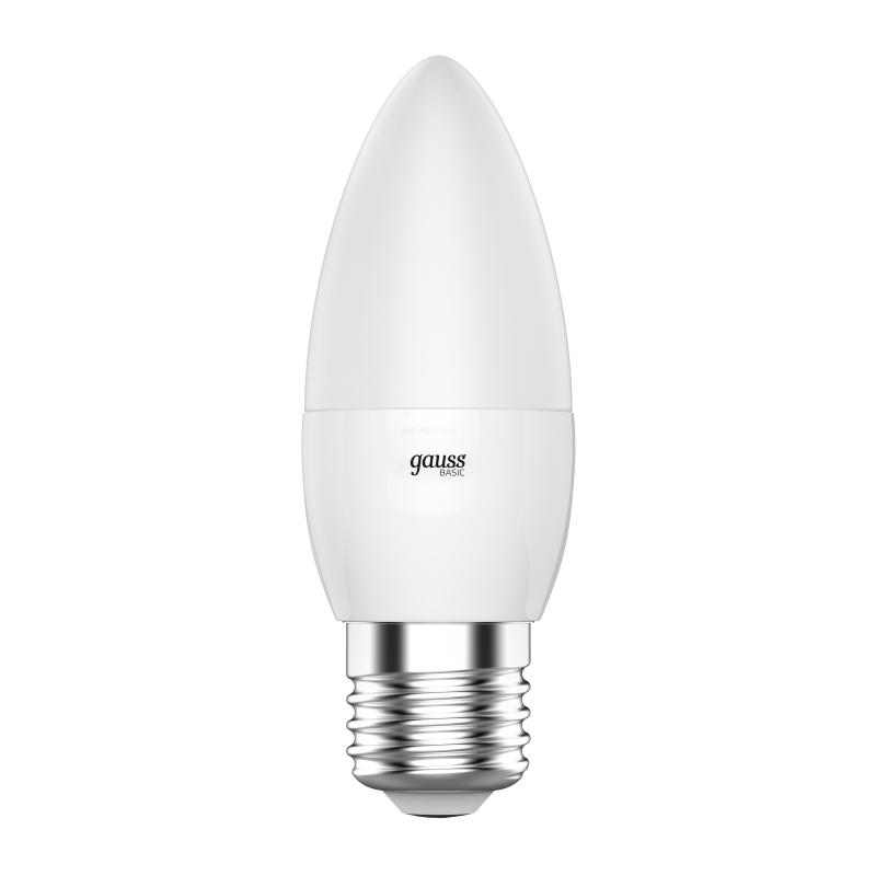 Лампа светодиодная Gauss E27 170-240 В 7.5 Вт свеча матовая 600 лм, теплый белый свет