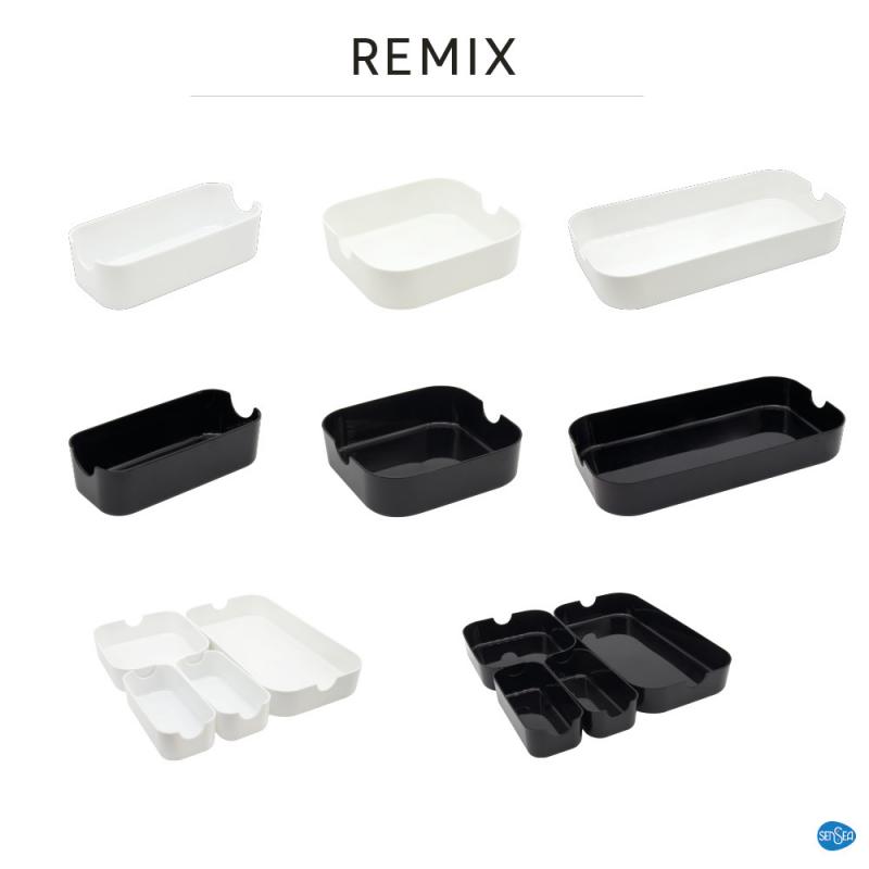 Набор из 4 корзин для выдвижного ящика Sensea Remix цвет чёрный 16.3x5.3x30.2 см