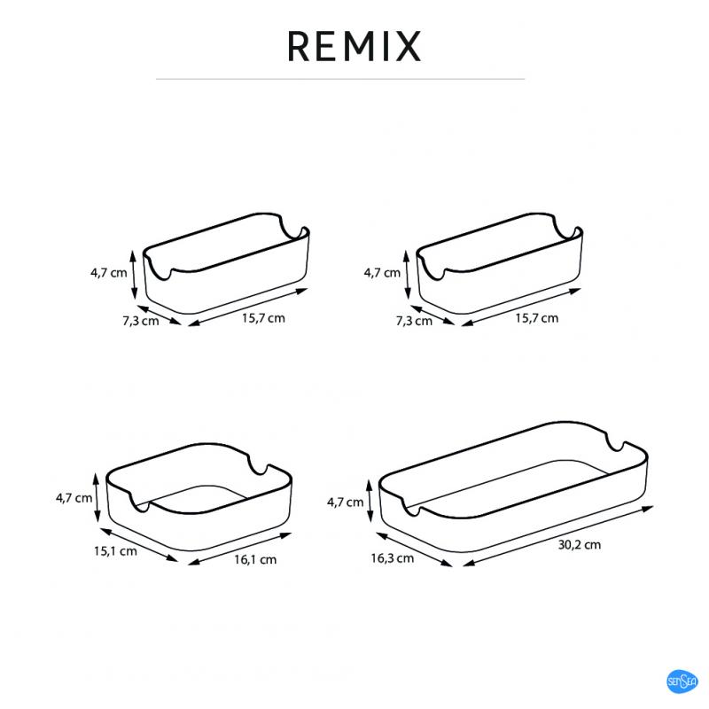 Набор из 4 корзин для выдвижного ящика Sensea Remix цвет чёрный 16.3x5.3x30.2 см