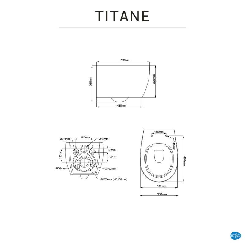 Унитаз подвесной Sensea Titane безободковый с сиденьем микролифт