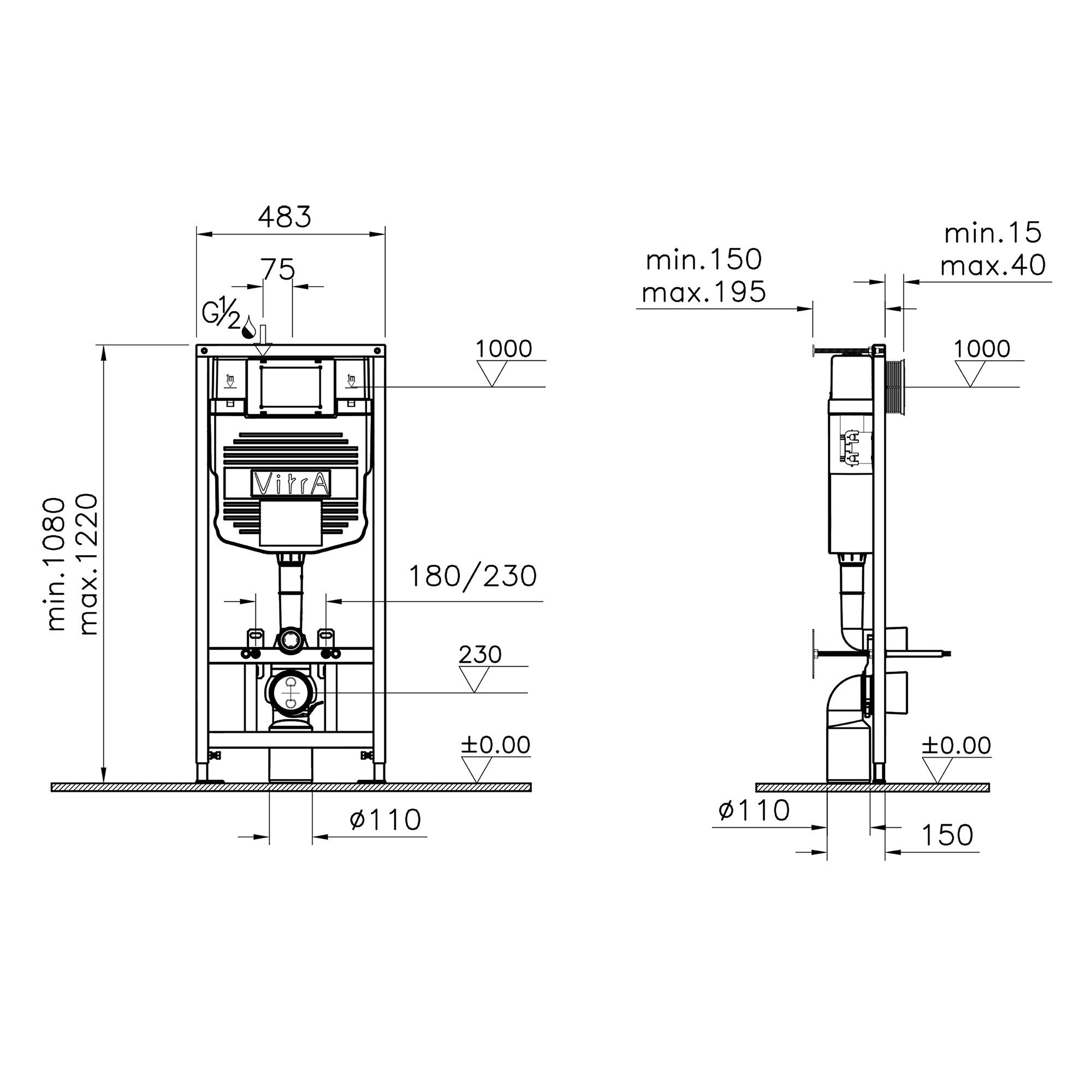 Vitra Stern комплект инсталляции с унитазом 9016b083-7203