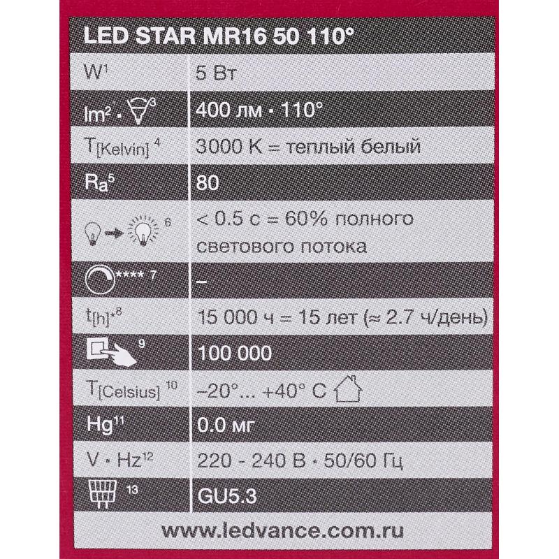 Лампа светодиодная Osram GU5.3 220-240 В 5 Вт спот матовая 400 лм тёплый белый свет