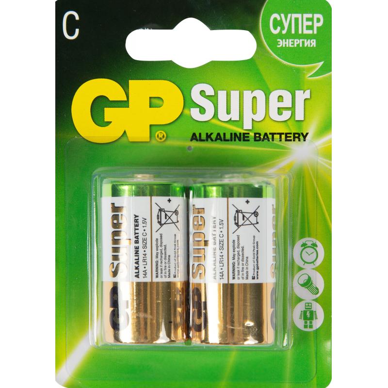 Алкалин батареясы GP Super C (LR14) 2 дана блистер