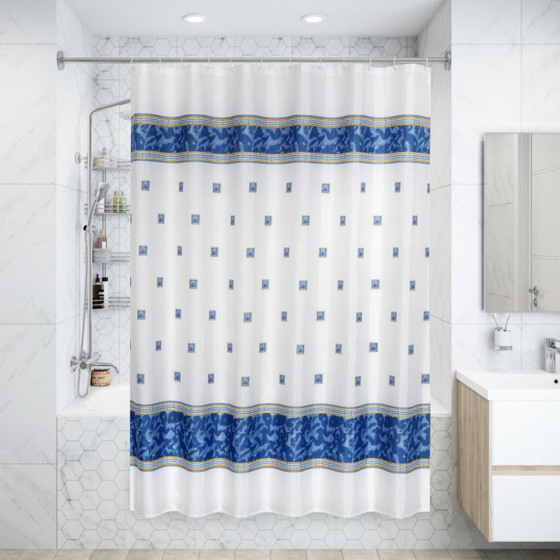 Штора для ванной комнаты «Zumrut» 180х200 см цвет голубой –  в .