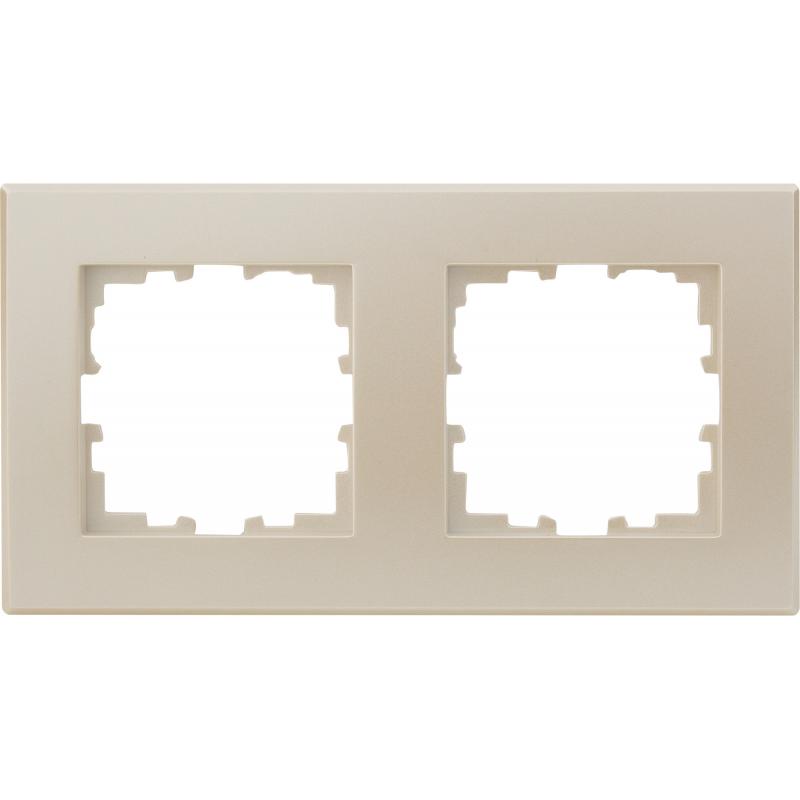 Рамка для розеток и выключателей Lexman Виктория плоская 2 поста цвет жемчужно-белый