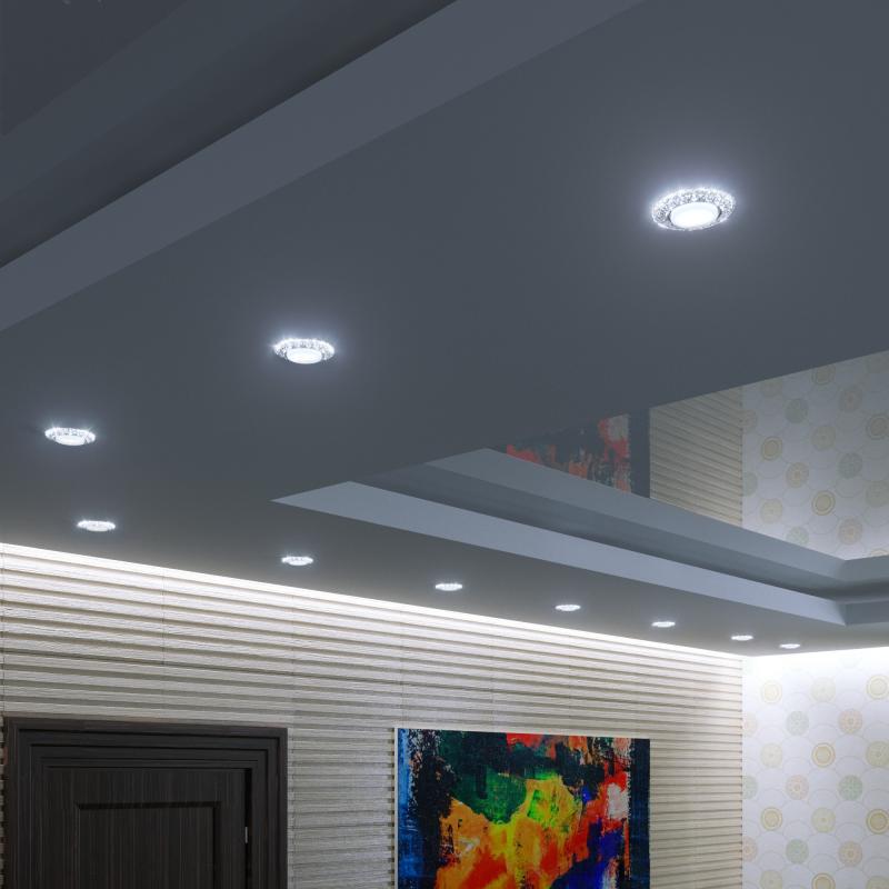Спот точечный встраиваемый Emilia с LED-подсветкой под отверстие 85 мм, 4 м², цвет прозрачный