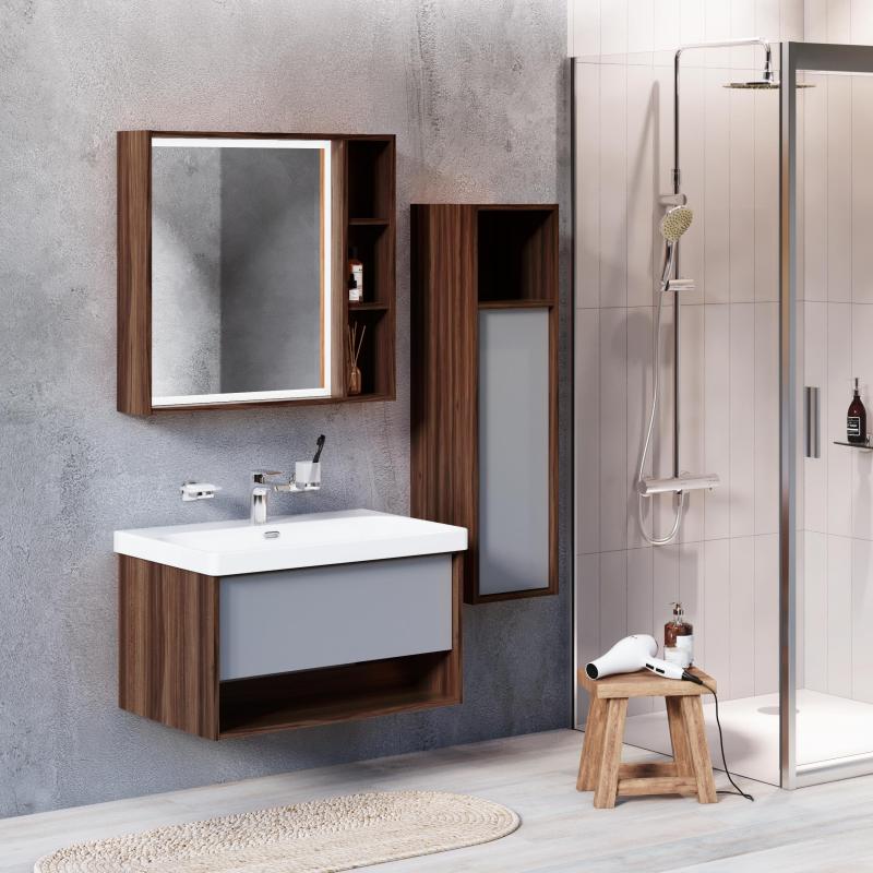 Шкаф для ванной AM.PM Stern M7LCHR0306GM подвесной с полкой 110x30 см цвет коричневый