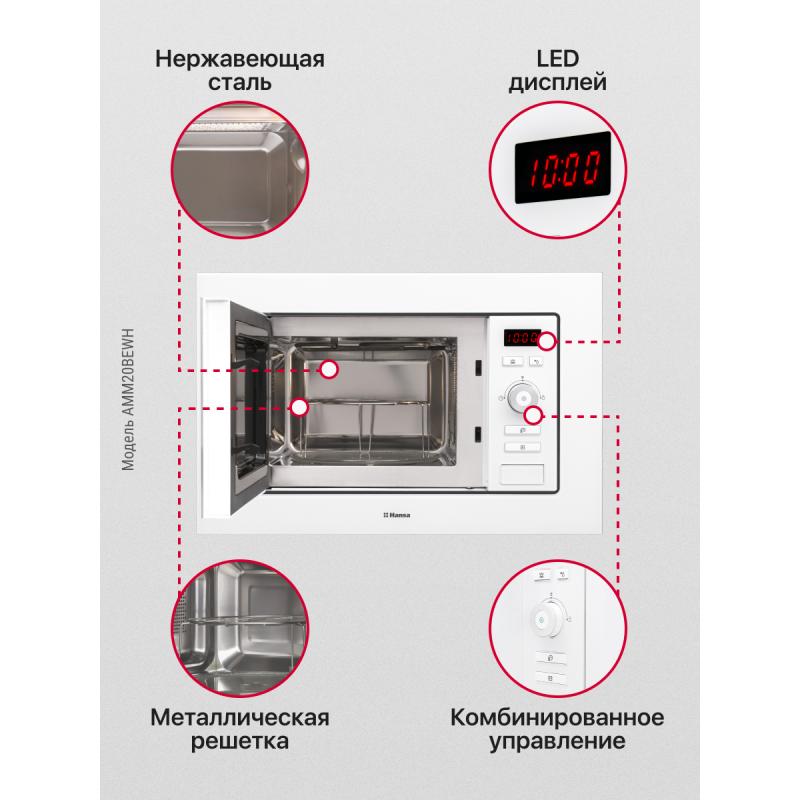 Микроволновая печь встраиваемая Hansa AMM20BEWH 59.5x38.8x34 см цвет белый