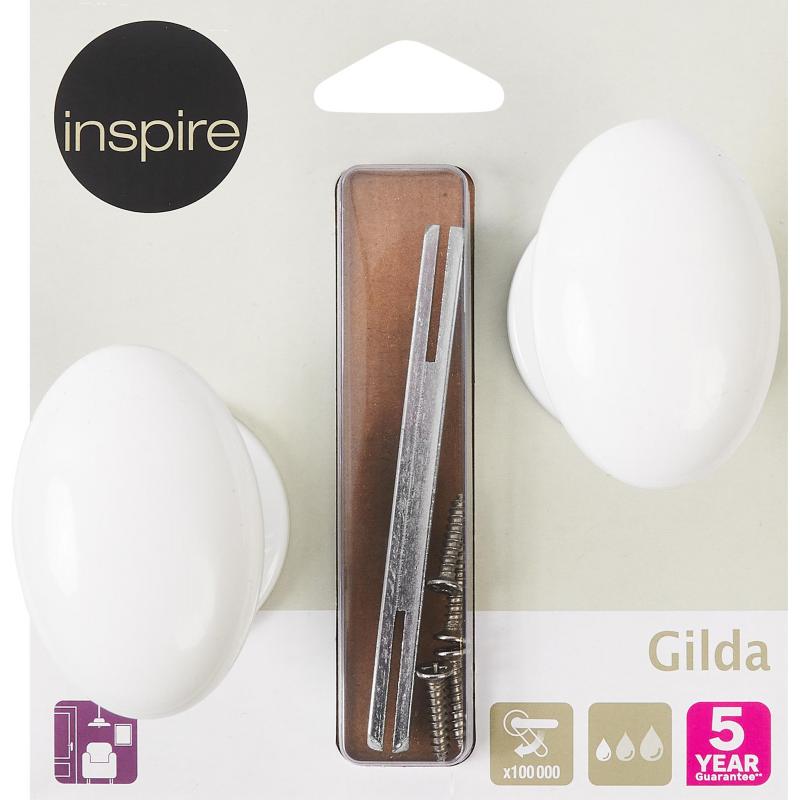 Дверные ручки Inspire Gilda без запирания фарфор цвет белый/никель матовый