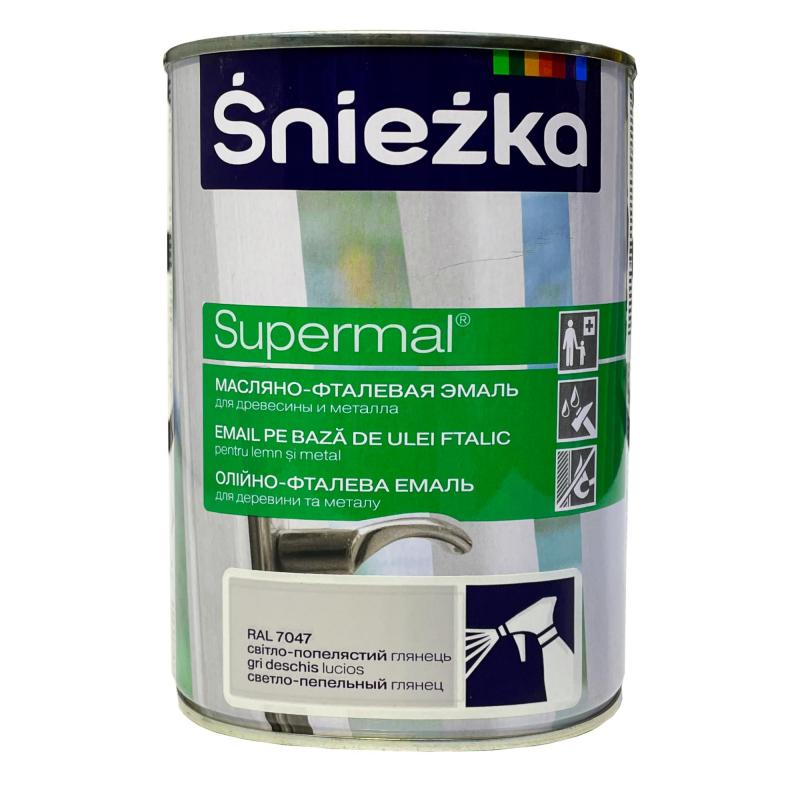 Эмаль Sniezka Supermal матовая RAL7047 цвет светло-серый 0.8 л