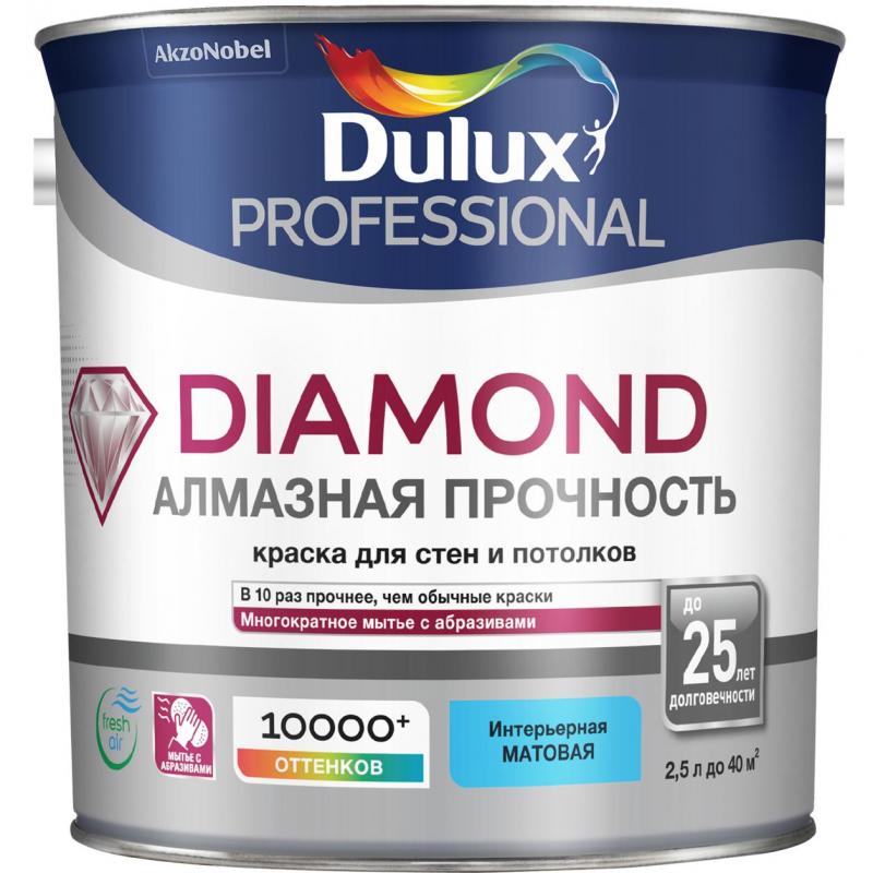 Су-дисперсиялық латексті бояу: Бояу Dulux TRADE Diamond Matt 2,5л