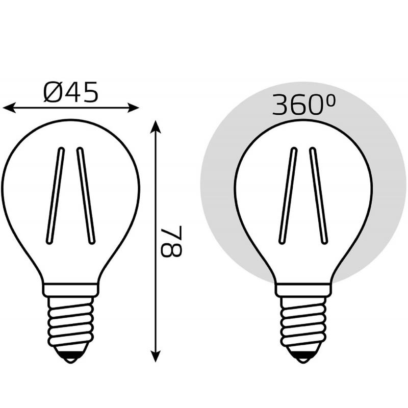 Шам жарықдиодты Gauss LED Filament E14 11 Вт шар мөлдір 720 лм, жылы ақ жарық