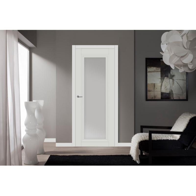Дверь межкомнатная остекленная Нобиле полипропилен ламинация цвет белый 80x200 см (с замком)