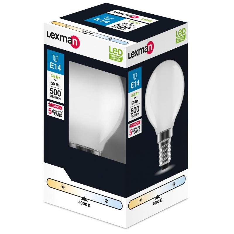 Лампа светодиодная Lexman E14 220-240 В 3.8 Вт шар матовая 500 лм нейтральный белый свет
