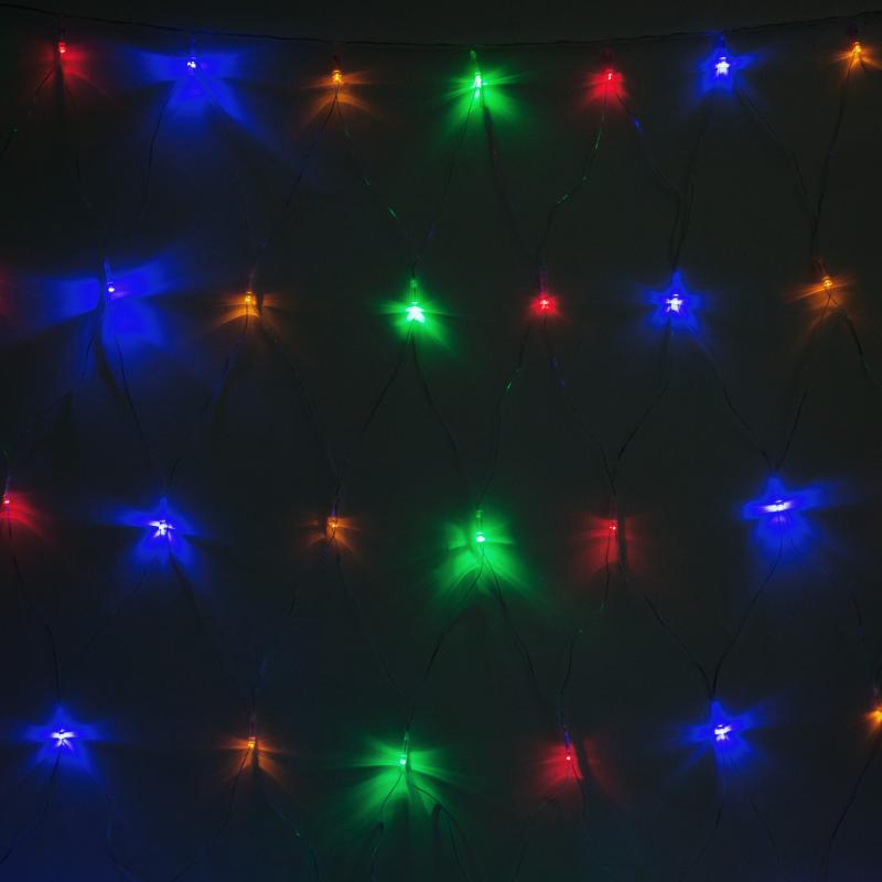 Электрогирлянда светодиодная «Сетка» для дома 96 ламп 1.5x1.5 м, цвет мультиколор