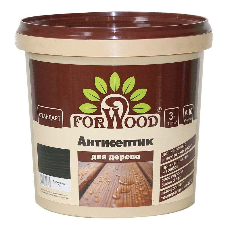 Forwood антисептигі, зығыр май негізіндегі, түс - палисандр, көлемі 3 л, ішкі және сыртқы жұмыстарға арналған, ағаш беттерін қорғау мен сәндеу үшін