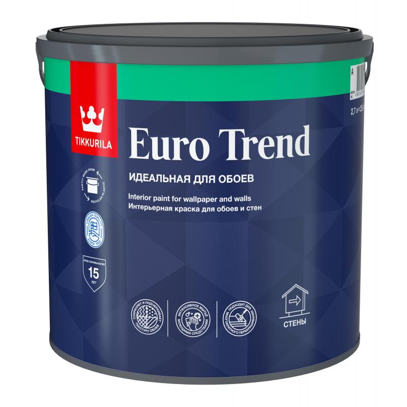 Краска для стен и обоев Tikkurila Euro Trend моющаяся матовая прозрачная база C 2.7 л
