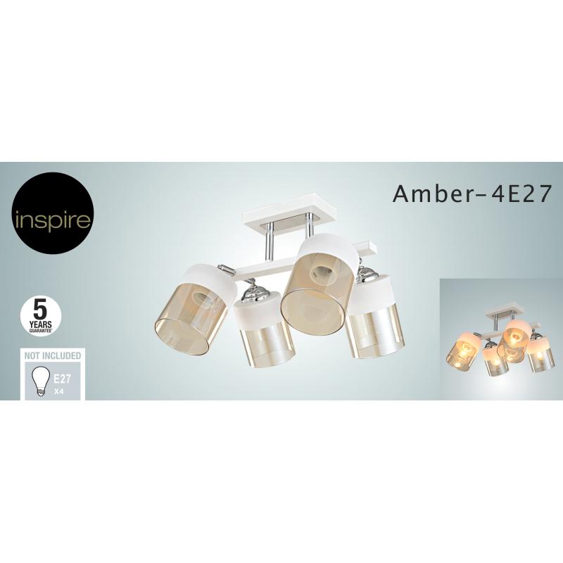 Люстра потолочная Inspire Amber 4 лампы 12 м² цвет белый