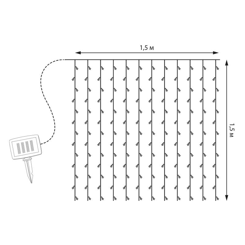 Гирлянда светодиодная Uniel садовый занавес на солнечной батарее 1.5х1.5 м цвет разноцветный