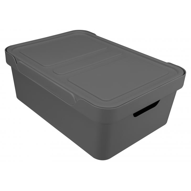 Ящик с крышкой Luxe 38x27.6x14 см 12 л полипропилен цвет серый