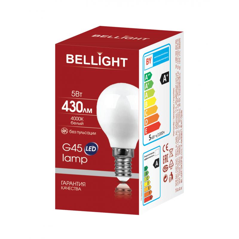 Лампа светодиодная Bellight Е14 шар 5 Вт 430 Лм нейтральный белый свет