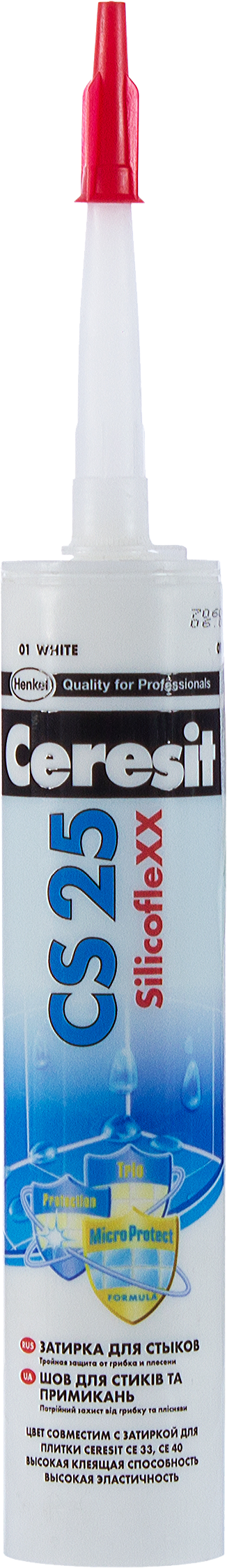 Затирка силиконовая Ceresit CS 25, 280 мл, цвет белый –   .