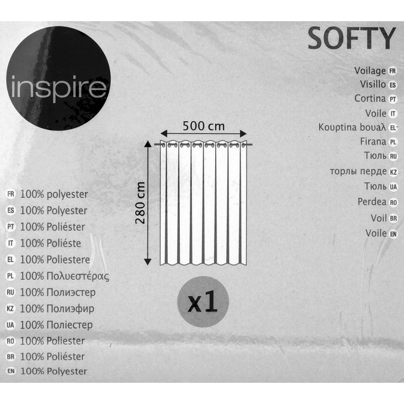 Тюль на ленте Inspire Softy 500х280 см цвет белый