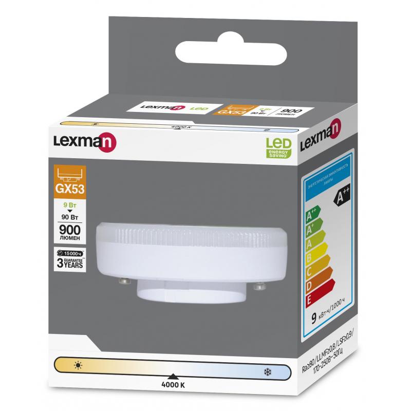 Лампа светодиодная Lexman GX53 170-240 В 9 Вт матовая 900 лм нейтральный белый свет