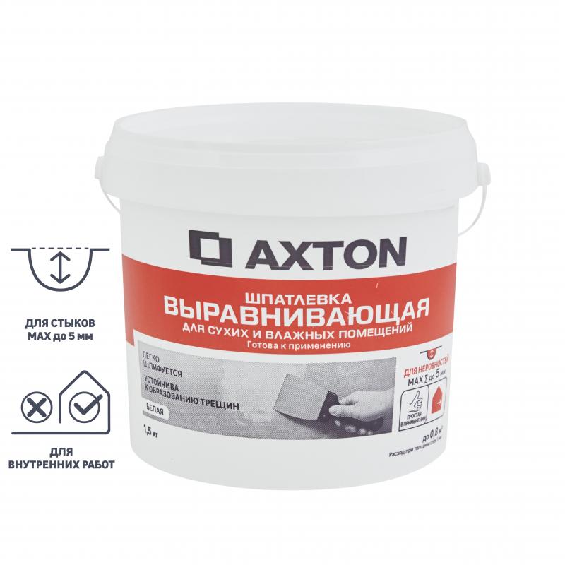 Шпатлевка Axton выравнивающая для сухих и влажных помещений цвет белый 1,5 кг