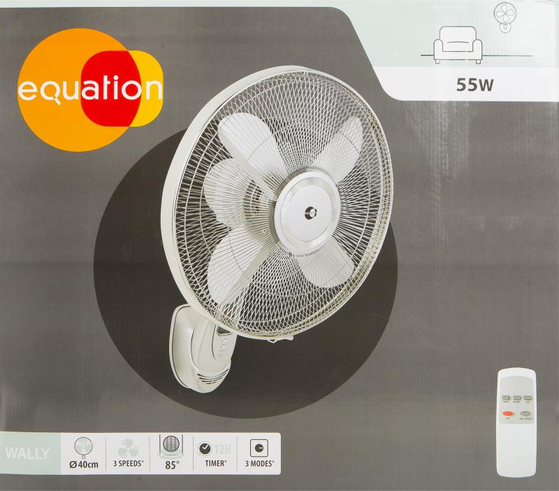 Вентилятор настенный Equation Wally 55 Вт D40 см 55 Вт с пультом управления цвет серебристый