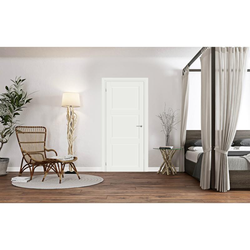 Дверь межкомнатная Адажио глухая Hardflex ламинация цвет белый 60х200 см (с замком и петлями)
