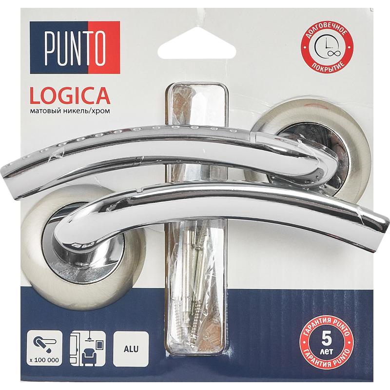 Ручки дверные на розетке Logica 4 алюминий, цвет матовый никель/хром