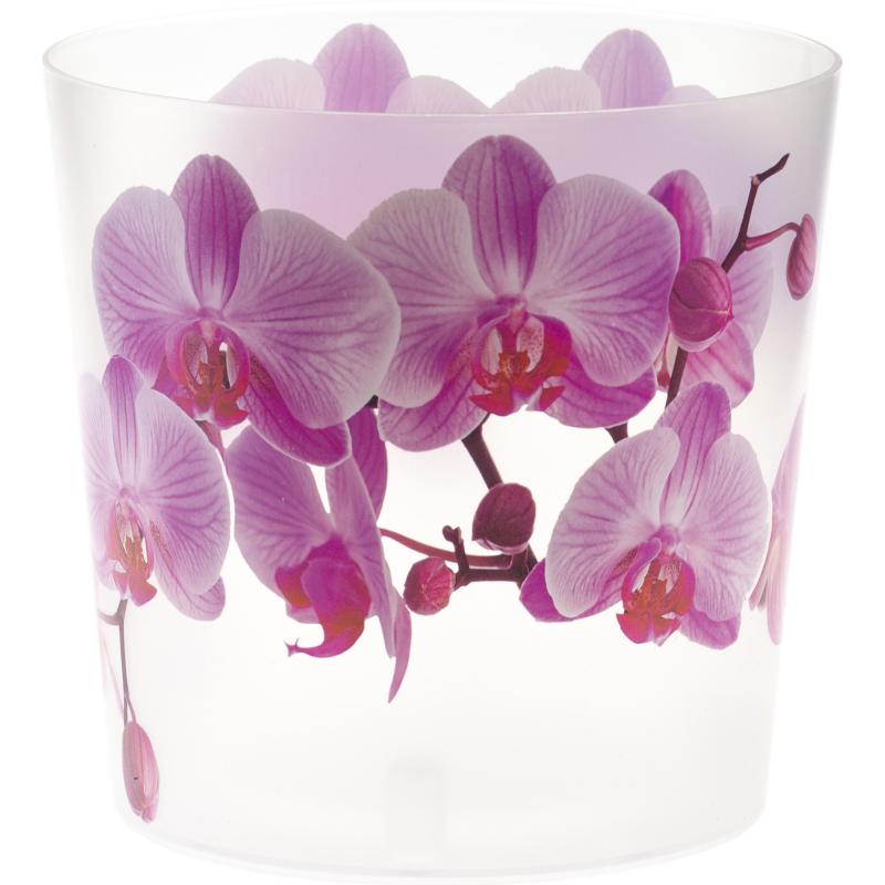 Кашпо для орхидей Idea Деко ø12.5 h12.5 см v1.2 л пластик белый/розовый
