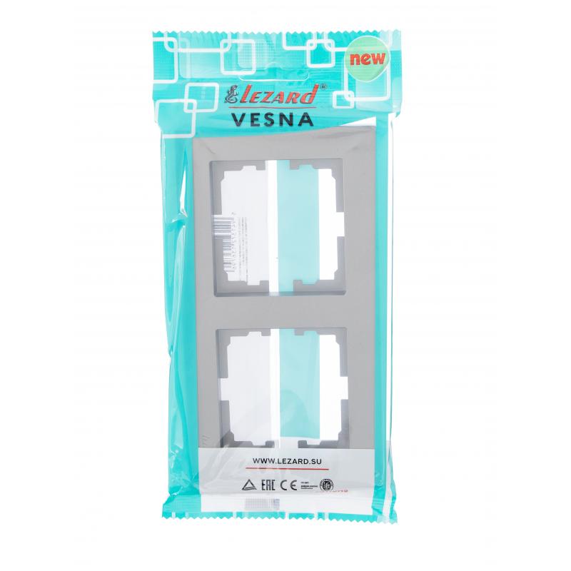 Рамка для розеток и выключателей Lezard Vesna 742-3500-147 2 поста цвет платина