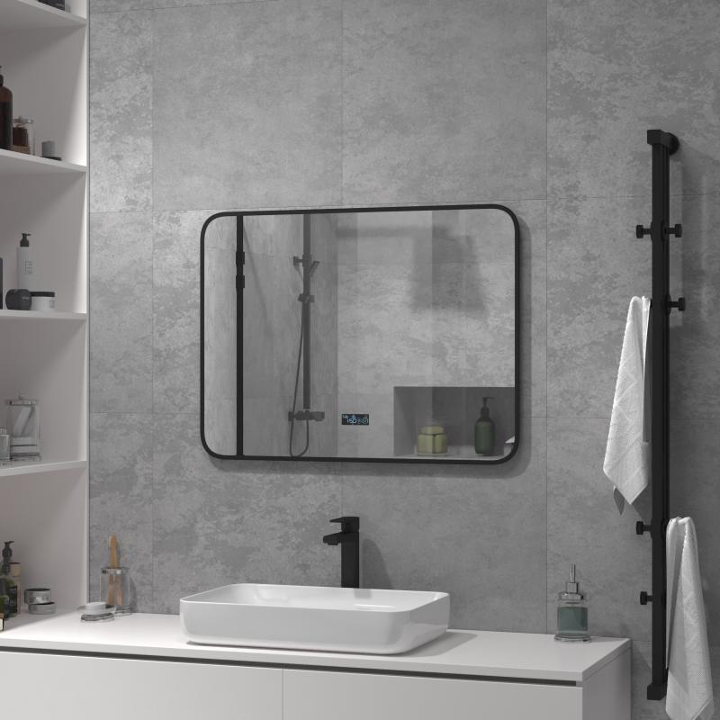 Зеркало для ванной Drive с подсветкой 80x60 см цвет черный