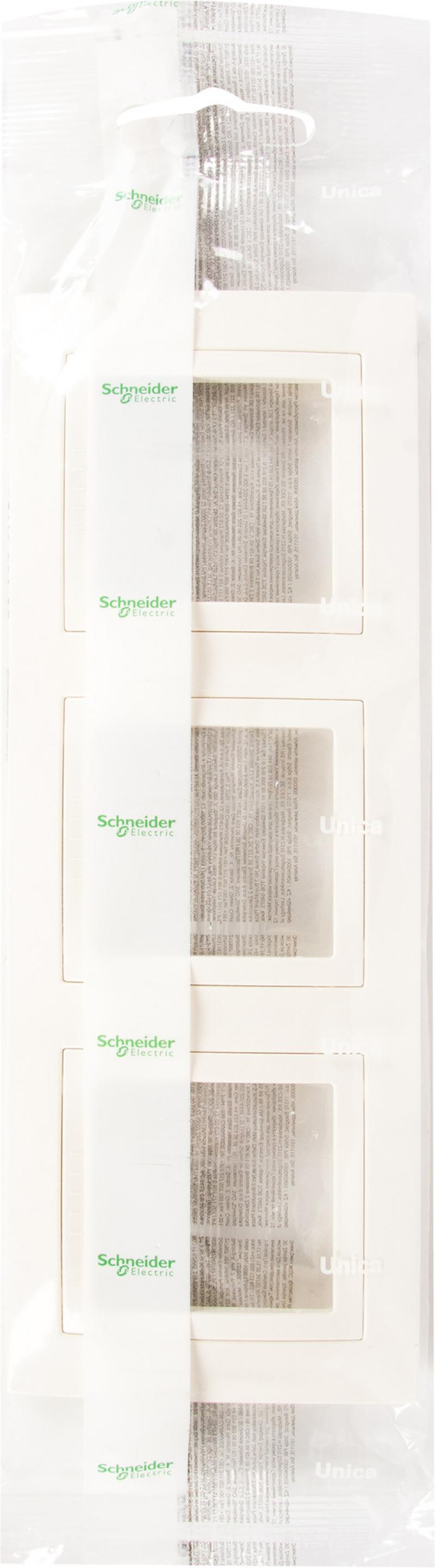 Рамка для розеток и выключателей Schneider Electric Unica 3 поста, цвет бежевый
