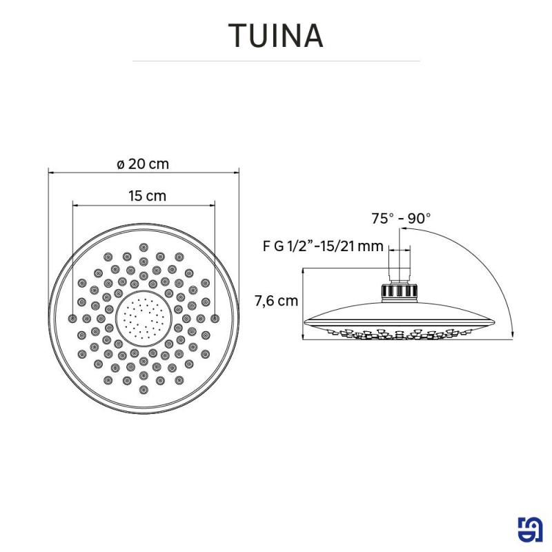Құйғыш душқа арналған Tuina 20 см