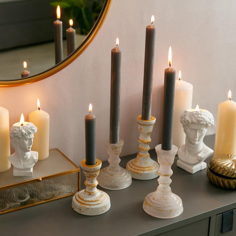 Набор свечей столовых «Рустик» 25 см цвет серый 4 шт.