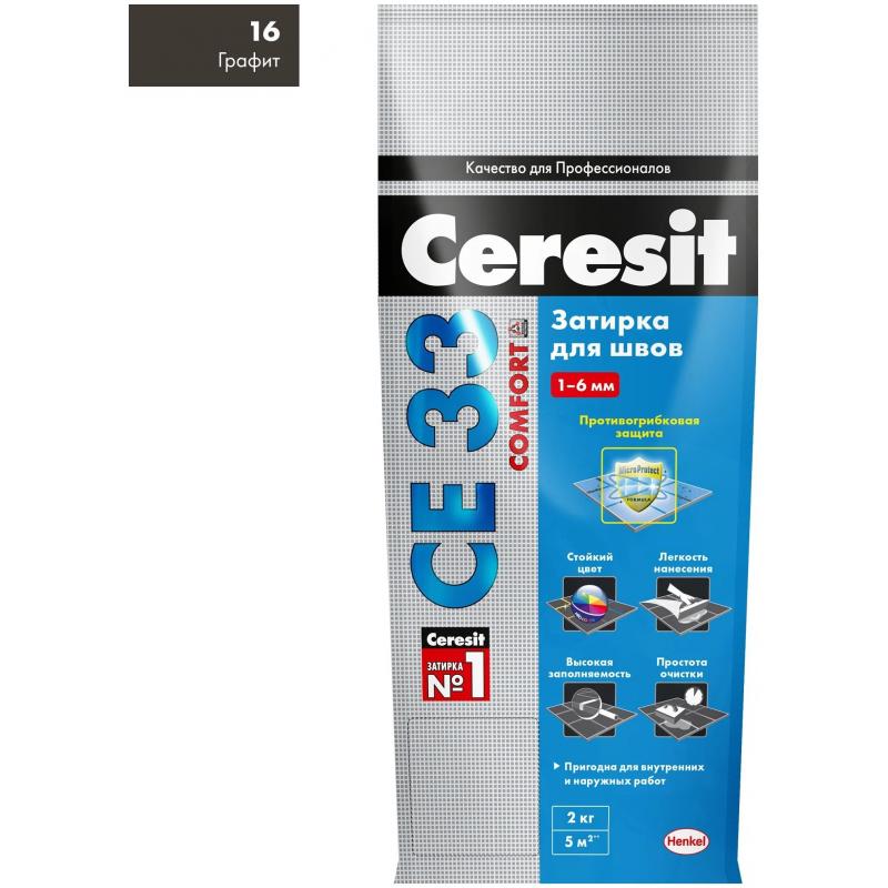 Затирка цементная Ceresit Comfort CE 33 цвет графит 2 кг