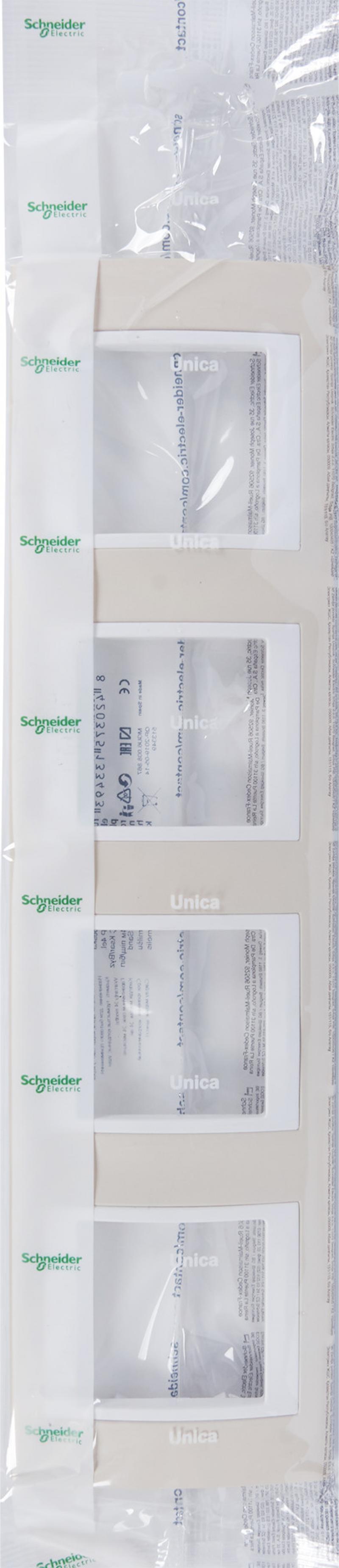 Рамка для розеток и выключателей Schneider Electric Unica 4 поста, цвет песчаный/бежевый