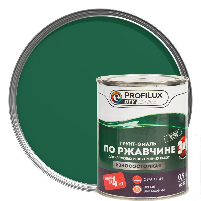 Грунт-эмаль по ржавчине 3 в 1 Profilux гладкая цвет зелёный 0.9 кг